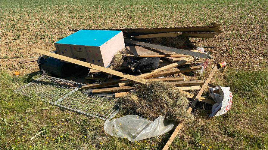 Fly tipping in a field